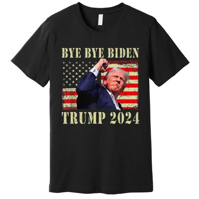 Funny Trump 2024 Bye Bye Biden Dropped Out Election 2024 Premium T-Shirt