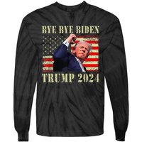 Funny Trump 2024 Bye Bye Biden Dropped Out Election 2024 Tie-Dye Long Sleeve Shirt