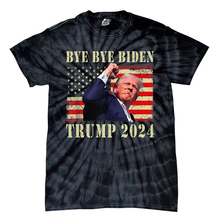 Funny Trump 2024 Bye Bye Biden Dropped Out Election 2024 Tie-Dye T-Shirt