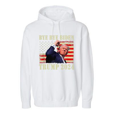 Funny Trump 2024 Bye Bye Biden Dropped Out Election 2024 Garment-Dyed Fleece Hoodie