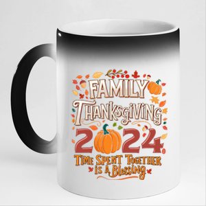 Family Thanksgiving 2024 Thanksgiving Crew Matching Group 11oz Black Color Changing Mug