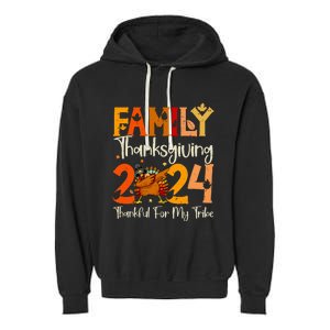 Family Thanksgiving 2024 Crew Dabbing Turkey Group Matching Garment-Dyed Fleece Hoodie