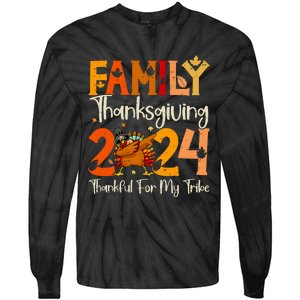 Family Thanksgiving 2024 Crew Dabbing Turkey Group Matching Tie-Dye Long Sleeve Shirt