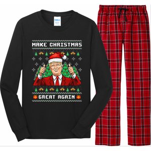 Funny Trump 2024 Make Christmas Great Again Ugly Sweater Long Sleeve Pajama Set