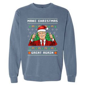 Funny Trump 2024 Make Christmas Great Again Ugly Sweater Garment-Dyed Sweatshirt