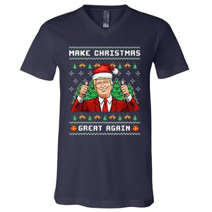 Funny Trump 2024 Make Christmas Great Again Ugly Sweater V-Neck T-Shirt