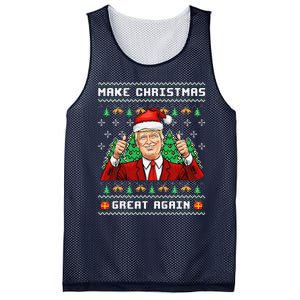 Funny Trump 2024 Make Christmas Great Again Ugly Sweater Mesh Reversible Basketball Jersey Tank