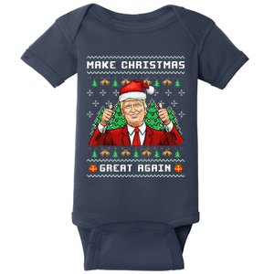 Funny Trump 2024 Make Christmas Great Again Ugly Sweater Baby Bodysuit