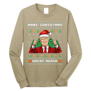 Funny Trump 2024 Make Christmas Great Again Ugly Sweater Long Sleeve Shirt