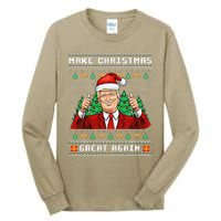 Funny Trump 2024 Make Christmas Great Again Ugly Sweater Tall Long Sleeve T-Shirt