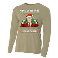 Funny Trump 2024 Make Christmas Great Again Ugly Sweater Cooling Performance Long Sleeve Crew