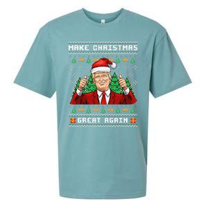 Funny Trump 2024 Make Christmas Great Again Ugly Sweater Sueded Cloud Jersey T-Shirt