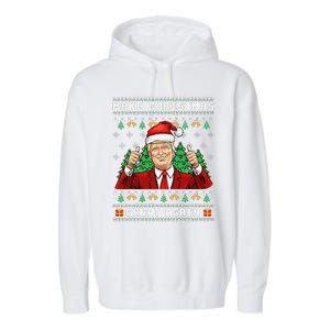 Funny Trump 2024 Make Christmas Great Again Ugly Sweater Garment-Dyed Fleece Hoodie