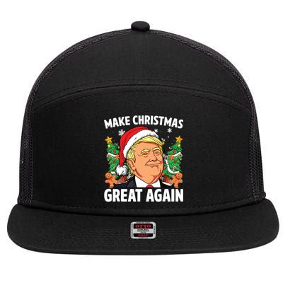 Funny Trump 2024 Make Christmas Great Again 7 Panel Mesh Trucker Snapback Hat