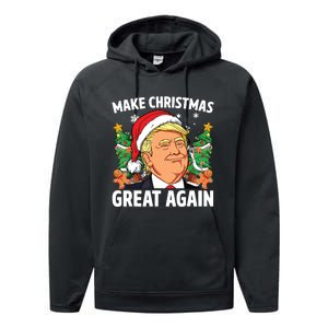 Funny Trump 2024 Make Christmas Great Again Performance Fleece Hoodie