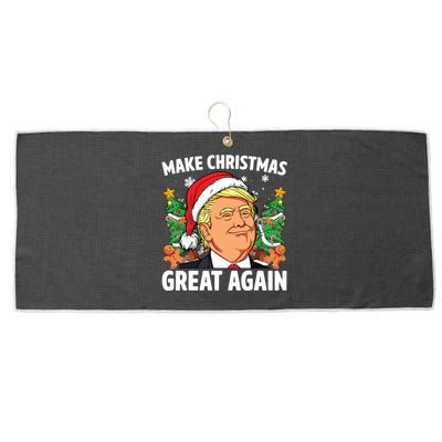 Funny Trump 2024 Make Christmas Great Again Large Microfiber Waffle Golf Towel