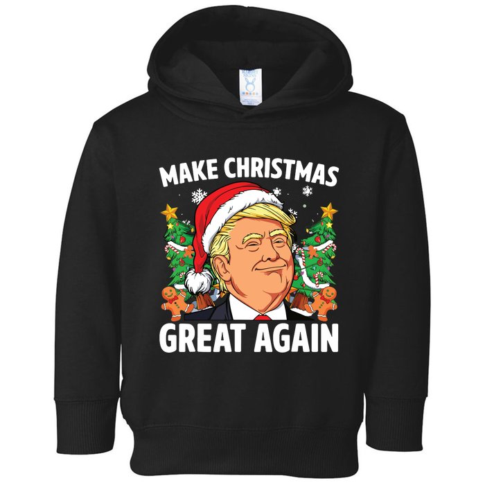 Funny Trump 2024 Make Christmas Great Again Toddler Hoodie