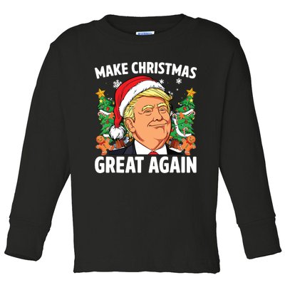 Funny Trump 2024 Make Christmas Great Again Toddler Long Sleeve Shirt