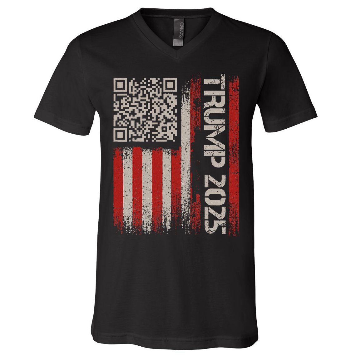 Funny Trump 2025 Qr 4547 Dancing Code Usa Flag We The V-Neck T-Shirt