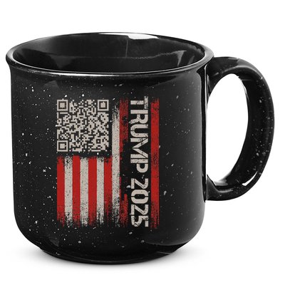 Funny Trump 2025 Qr 4547 Dancing Code Usa Flag We The 15oz Campfire Ceramic Mug