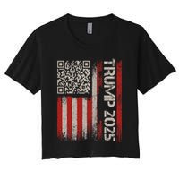 Funny Trump 2025 Qr 4547 Dancing Code Usa Flag We The Women's Crop Top Tee