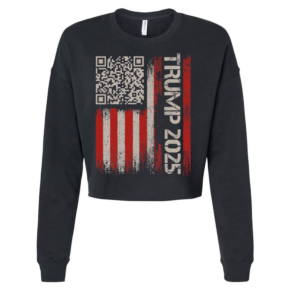 Funny Trump 2025 Qr 4547 Dancing Code Usa Flag We The Cropped Pullover Crew