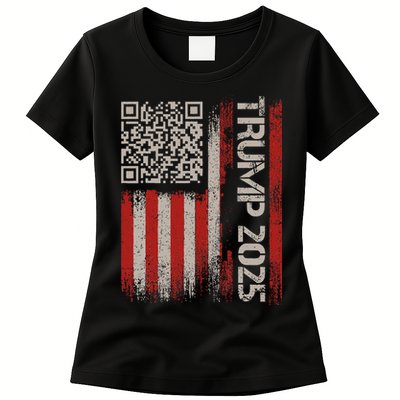 Funny Trump 2025 Qr 4547 Dancing Code Usa Flag We The Womens T-Shirt