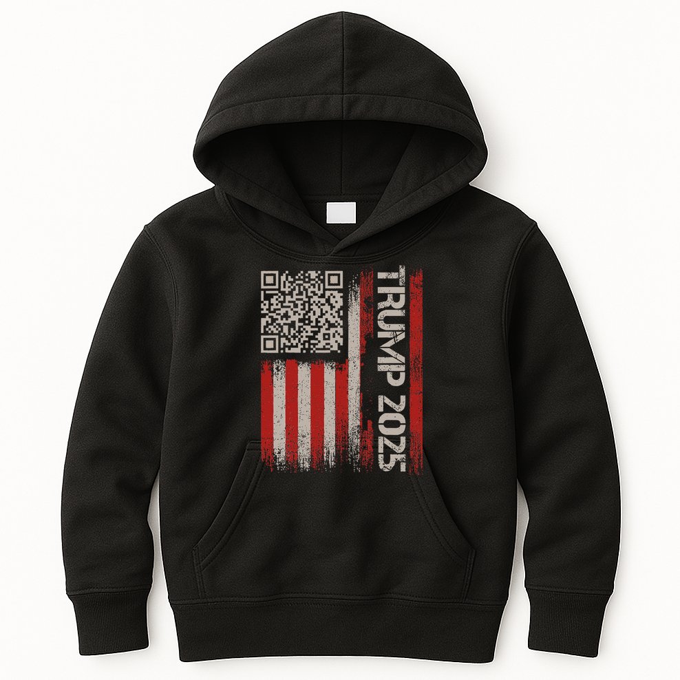 Funny Trump 2025 Qr 4547 Dancing Code Usa Flag We The Kids Hoodie