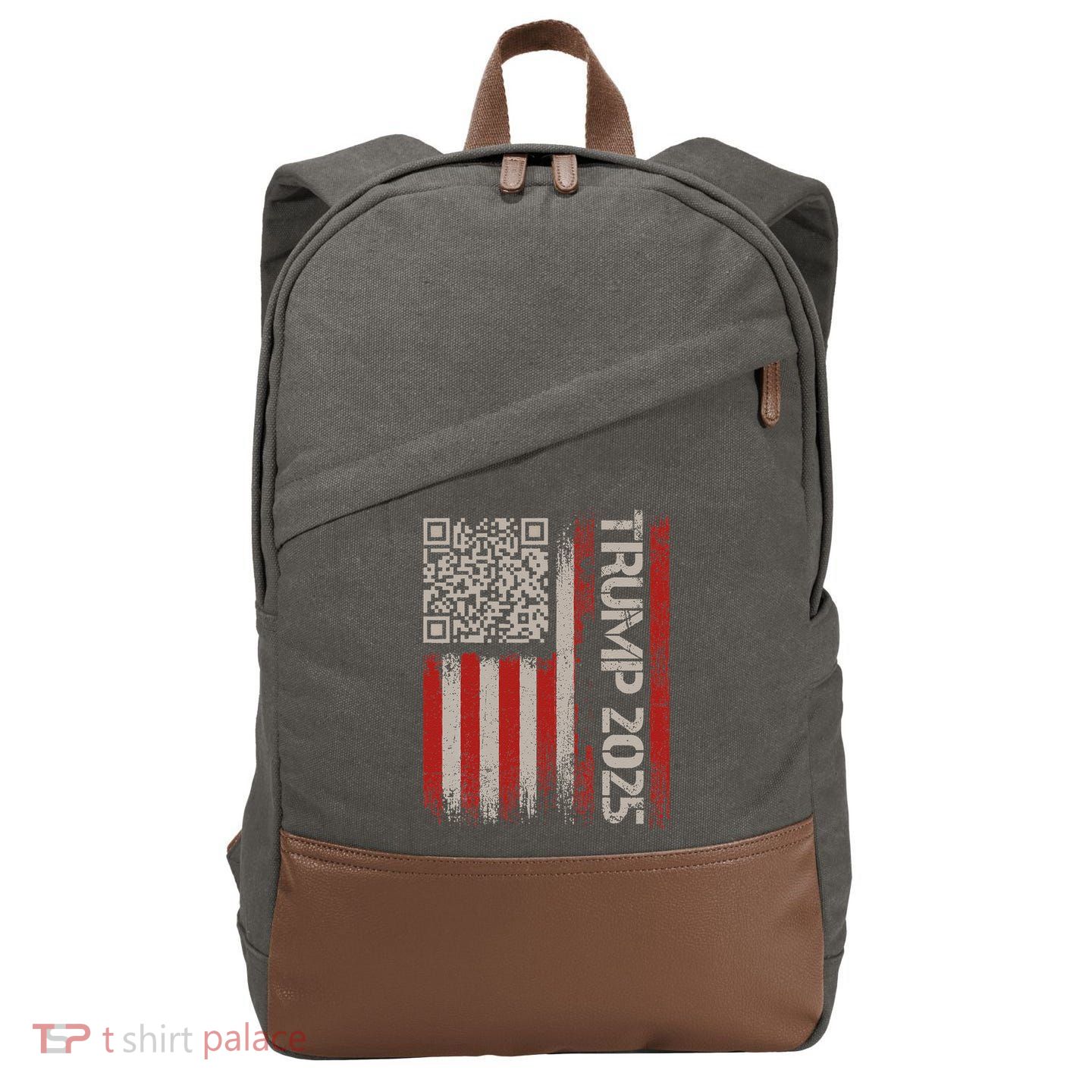 Funny Trump 2025 Qr 4547 Dancing Code Usa Flag We The Cotton Canvas Backpack