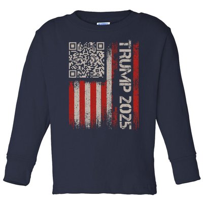 Funny Trump 2025 Qr 4547 Dancing Code Usa Flag We The Toddler Long Sleeve Shirt