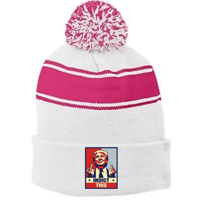 Funny Trump 2024 Stripe Pom Pom Beanie