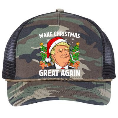 Funny Trump 2024 Make Christmas Great Again Retro Rope Trucker Hat Cap