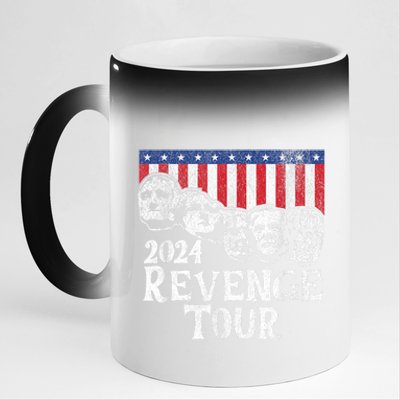 Funny Trump 2024 Revenge Mount Rushmore American Flag 11oz Black Color Changing Mug