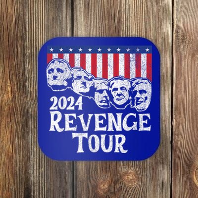 Funny Trump 2024 Revenge Mount Rushmore American Flag Coaster