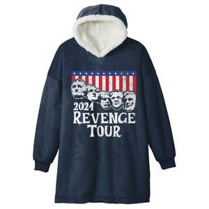 Funny Trump 2024 Revenge Mount Rushmore American Flag Hooded Wearable Blanket