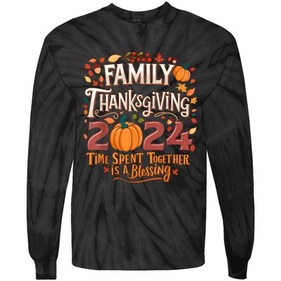 Family Thanksgiving 2024 Thanksgiving Crew Matching Group Tie-Dye Long Sleeve Shirt