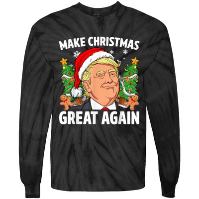 Funny Trump 2024 Make Christmas Great Again Tie-Dye Long Sleeve Shirt