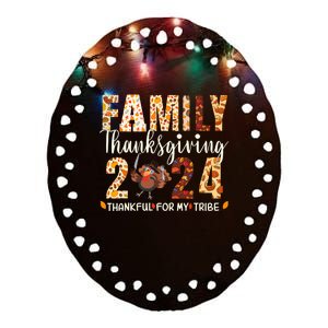 Family Thanksgiving 2024 Turkey Thanksgiving Matching Group Ceramic Oval Ornament