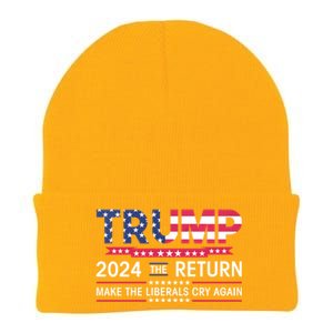 Funny Trump 2024 The Return Make Liberals Cry Again Election Gift Knit Cap Winter Beanie