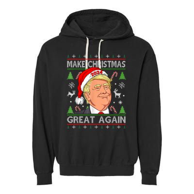 Funny Trump 2024 Make Christmas Great Again Garment-Dyed Fleece Hoodie