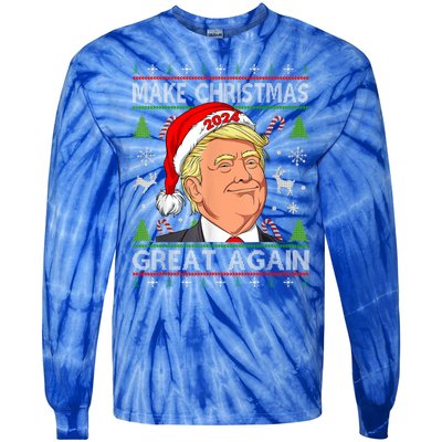 Funny Trump 2024 Make Christmas Great Again Tie-Dye Long Sleeve Shirt