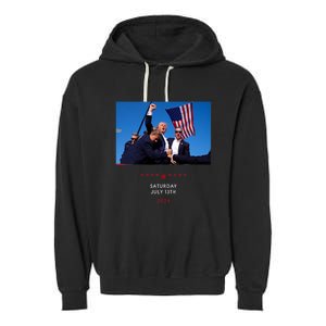 Funny Trump 2024 Shooting At Trump Rally In Pennsylvania Garment-Dyed Fleece Hoodie