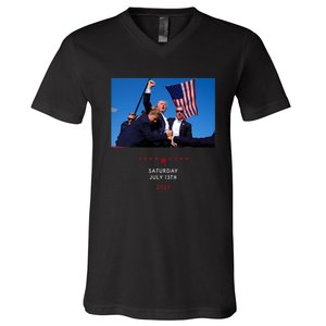 Funny Trump 2024 Shooting At Trump Rally In Pennsylvania V-Neck T-Shirt