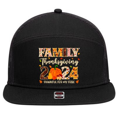 Family Thanksgiving 2024 Thankful For My Tribe Group Autumn 7 Panel Mesh Trucker Snapback Hat