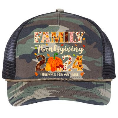 Family Thanksgiving 2024 Thankful For My Tribe Group Autumn Retro Rope Trucker Hat Cap