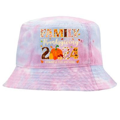 Family Thanksgiving 2024 Thankful For My Tribe Group Autumn Tie-Dyed Bucket Hat