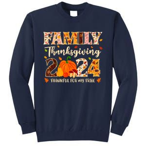 Family Thanksgiving 2024 Thankful For My Tribe Group Autumn Tall Sweatshirt