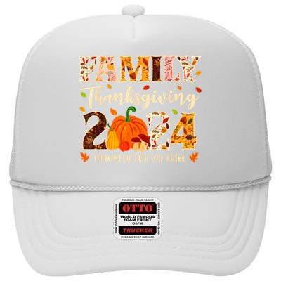 Family Thanksgiving 2024 Thankful For My Tribe Group Autumn High Crown Mesh Back Trucker Hat