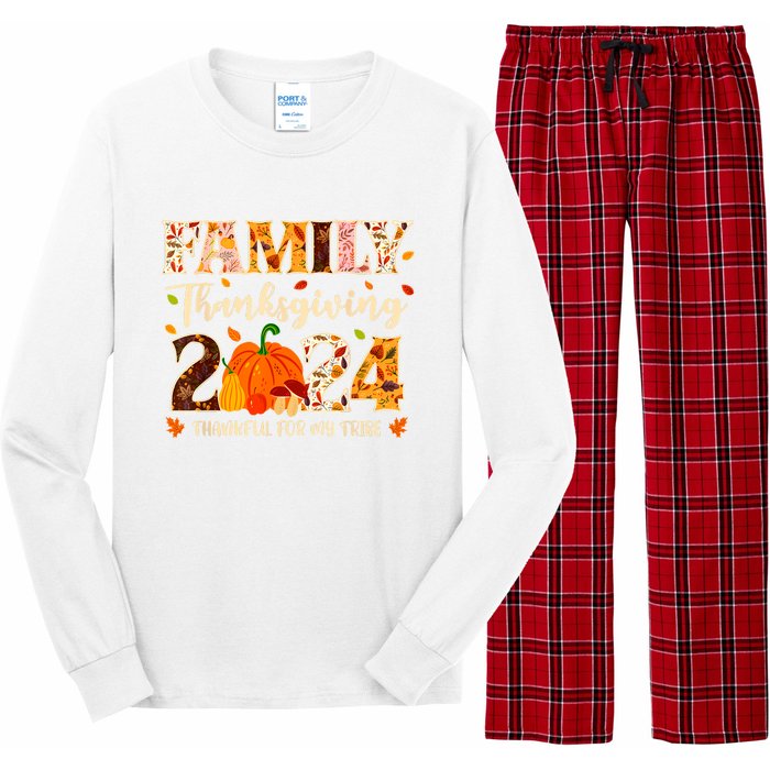 Family Thanksgiving 2024 Thankful For My Tribe Group Autumn Long Sleeve Pajama Set