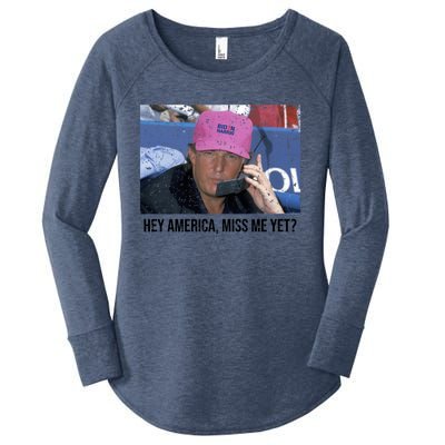 Funny Trump 2024 The Return America Miss Me Yet Us Flag Funny Gift Women's Perfect Tri Tunic Long Sleeve Shirt